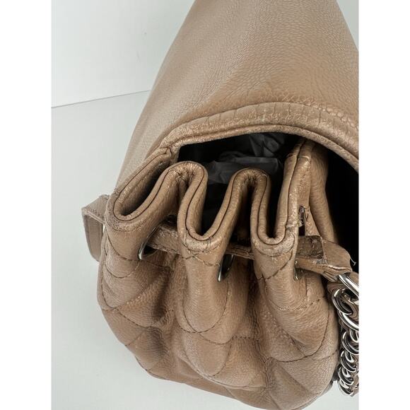 CHANEL Caviar Timeless CC Accordion Flap Beige Shoulder Bag - Picture 15 of 16